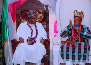 Buhari greets Paramount Ruler of Aba, Issac Ikonne