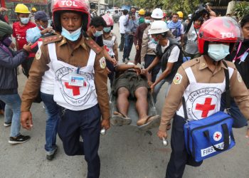 Myanmar police opens fire on anti-coup protesters