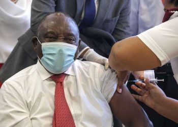 S. African president gets vaccinated