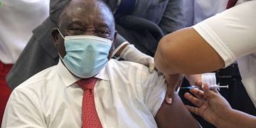 S. African president gets vaccinated