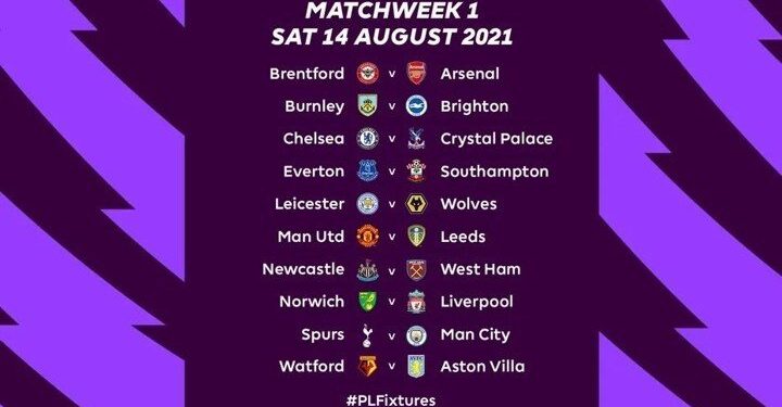 2021/2022 EPL fixtures released