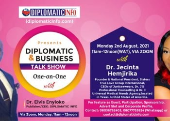 DR. JECINTA HEMJIRIKA APPEARS AS FEATURE GUEST IN THE WEEKLY DIPLOMATIC & BUSINESS TALK SHOW