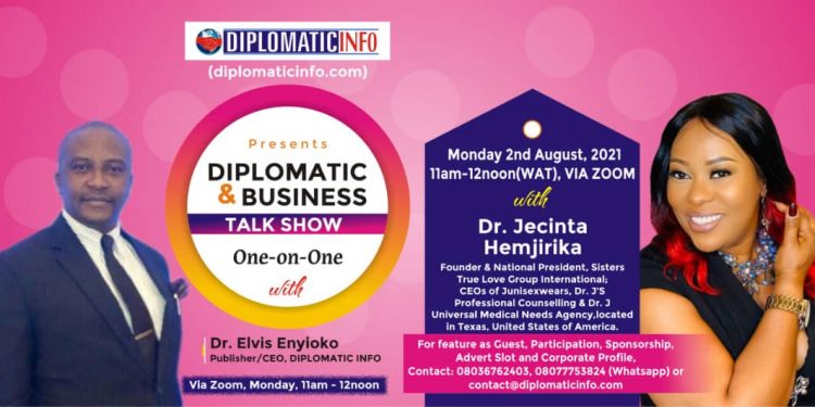DR. JECINTA HEMJIRIKA APPEARS AS FEATURE GUEST IN THE WEEKLY DIPLOMATIC & BUSINESS TALK SHOW
