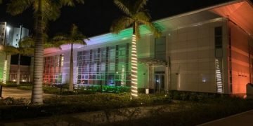 Indian High Commission in Mauritius lights up in tricolour