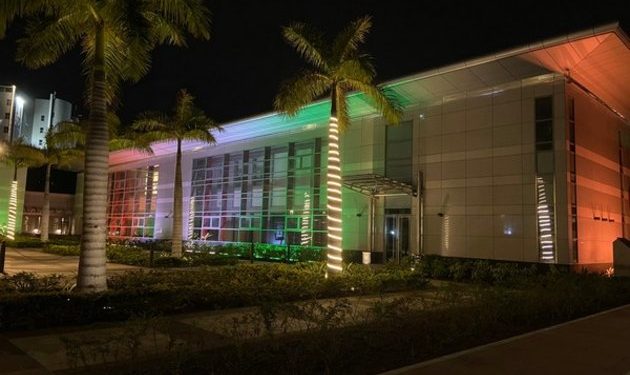Indian High Commission in Mauritius lights up in tricolour