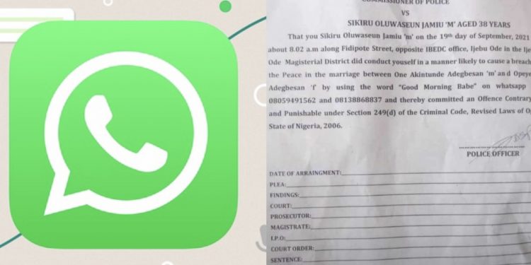 Police file criminal charges against man for calling married woman ‘babe’ on WhatsApp