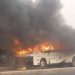 Bus conveying NYSC members bursts in flames in Delta