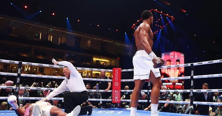 Anthony Joshua knocks Francis Ngannou out cold in second round of heavyweight bout