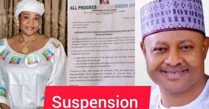 El-Rufai’s women leader Maryam Mai Rusau suspended from APC after clash with Uba Sani