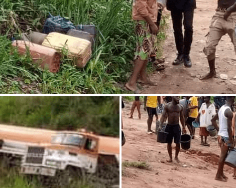 Residents scoop fuel as tanker falls in Edo