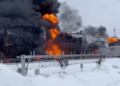 Ukrainian drone attack causes fire at oil depot in Russia
