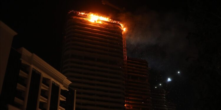 Fire erupts at 26-story building in Kazakhstan’s capital