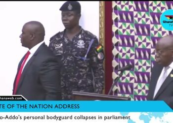 Ghanaian president’s ADC collapses live on TV during Akufo-Addo’s nationwide broadcast