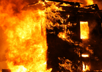 Fire guts storey building in Lagos