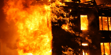 Fire guts storey building in Lagos