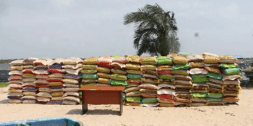 Nigerian Navy hands over 423 bags of rice, 11 child trafficking victims to customs, NAPTIP