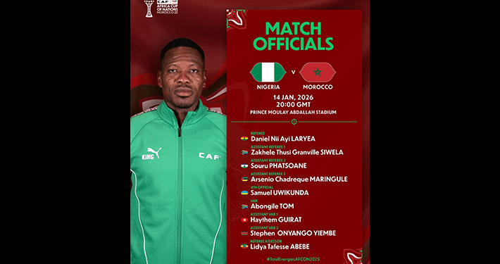 CAF appoints Ghanaian referee Daniel Laryea, others to officiate Nigeria-Morocco match Wednesday