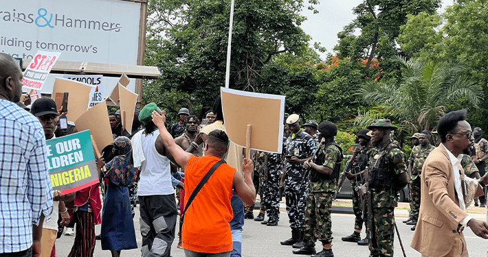 Protesters converge on Abuja, seek Oyo pupils, teachers’ safe return amid heavy security around Aso Villa