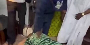 Video: Gov Adeleke prostrates himself to pay homage to Davido’s dad for re-election support