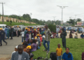 PHOTOS: Hundreds of civil servants storm Osun state secretariat to celebrate Adeleke’s re-election