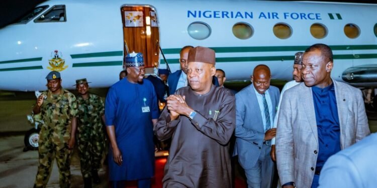 Shettima returns to Nigeria after BRICS summit in India