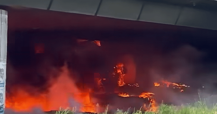Diesel-laden tanker falls from Otedola Bridge, catches fire