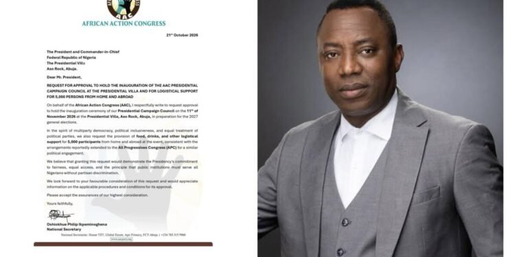 Sowore’s AAC writes Tinubu for approval to hold campaign inauguration at Presidential Villa